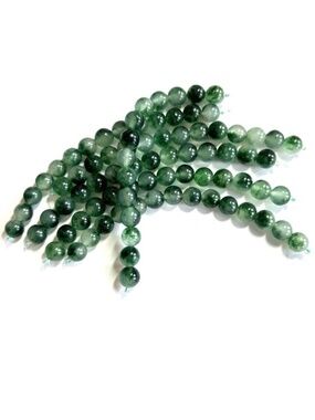 As Low As $2 8mm Variegated Green Jade Round Beads (14)